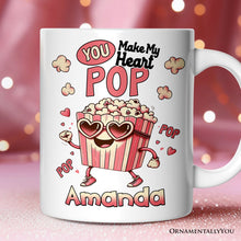 Carregar imagem no visualizador da galeria, Popcorn Love Man Personalized Mug, You Make My Heart Pop Funny Romantic Gift With Custom Name
