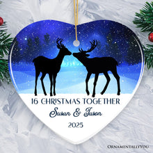 Carregar imagem no visualizador da galeria, Majestic Deer Anniversary Personalized Gift for Couple, Romantic Christmas Ornament, Xmas Together Keepsake Gift
