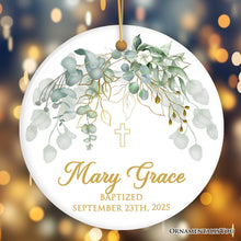 Load image into Gallery viewer, Elegant Baby Baptism Personalized Ornament, Christening Baptized Keepsake Gift
