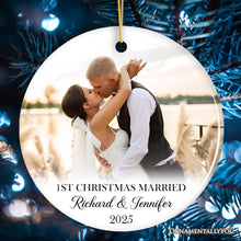 Carregar imagem no visualizador da galeria, Personalized Engagement Photo Ornament, First Christmas Married, Marriage Ceremony Gift
