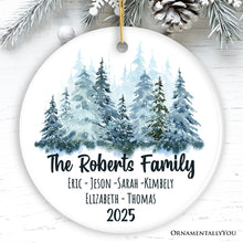 Carregar imagem no visualizador da galeria, Personalized Family Keepsake Christmas Ornament, Watercolor Winter Forest Trees
