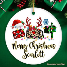 Carregar imagem no visualizador da galeria, Personalized Postal Worker Buffalo Plaid Leopard Merry Christmas Ornament Gift
