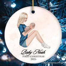Carregar imagem no visualizador da galeria, Mother and Newborn Baby Personalized First Christmas Ornament
