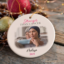 Carregar imagem no visualizador da galeria, Women’s Cancer Awareness Custom Photo Ornament, Image Upload Personalized Gift
