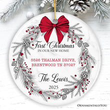 Carregar imagem no visualizador da galeria, New Home Personalized Christmas Ornament, Family Gift With Custom Address and Last Name
