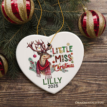 Carregar imagem no visualizador da galeria, Artistic Little Miss Christmas Personalized Ornament, Deer Keepsake Custom Gift
