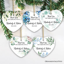 Load image into Gallery viewer, Elegant Wedding Favors Personalized Heart Ornament, Ideas for Guests, Small Christmas Souvenir
