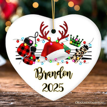 Carregar imagem no visualizador da galeria, Personalized Boxing Buffalo Plaid Leopard Merry Christmas Ornament, Team and Coaches Gift
