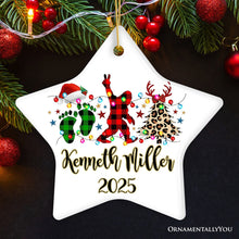 Carregar imagem no visualizador da galeria, Personalized Bigfoot Buffalo Plaid Christmas Ornament, Sasquatch Holiday Decoration
