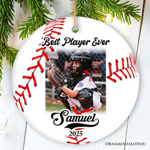 Load image into Gallery viewer, Baseball Personalized Picture Ornament Gift, Photo Upload Team, Player and Coaches Gift
