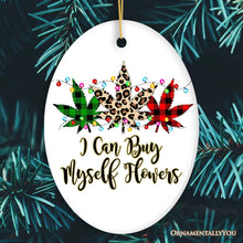 Carregar imagem no visualizador da galeria, Personalized Marijuanna Buffalo Plaid Leopard Merry Christmas Ornament Cannabis Gift
