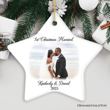 Carregar imagem no visualizador da galeria, First Christmas Married Personalized Photo Ornaments, Mr And Mrs Wedding Gift
