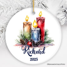 Carregar imagem no visualizador da galeria, Candlelit Magic Enchanting Personalized Christmas Ornament, Cozy Holiday Glow
