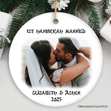 Carregar imagem no visualizador da galeria, First Hanukkah Married Personalized Photo Ornaments, Engagement Gift

