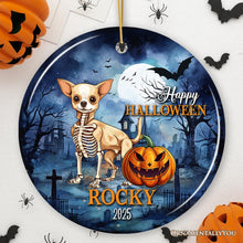 Load image into Gallery viewer, Unique Halloween Skeleton Dog Personalized Ornament, Spooky Season Breed Pet Home Decor
