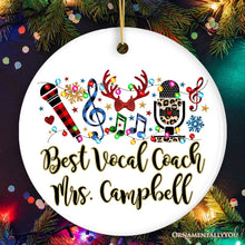 Carregar imagem no visualizador da galeria, Personalized Singers Buffalo Plaid Leopard Merry Christmas Ornament, Microphone Gift
