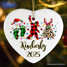Carregar imagem no visualizador da galeria, Personalized Bigfoot Buffalo Plaid Christmas Ornament, Sasquatch Holiday Decoration
