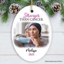 Carregar imagem no visualizador da galeria, Women’s Cancer Awareness Custom Photo Ornament, Image Upload Personalized Gift
