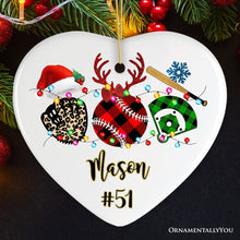 Carregar imagem no visualizador da galeria, Personalized Baseball Buffalo Plaid Leopard Merry Christmas Ornament, Team and Coaches  Gift
