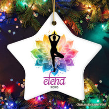 Cargar imagen en el visor de la galería, Colorful and Zen Personalized Yoga Ornament, Hatha Yoga Pose Customized Gift for Yogis
