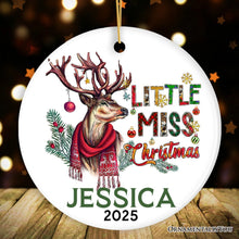 Carregar imagem no visualizador da galeria, Artistic Little Miss Christmas Personalized Ornament, Deer Keepsake Custom Gift
