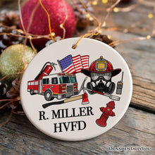 Carregar imagem no visualizador da galeria, Firefighter Personalized Ornament, Fireman Christmas Appreciation Gift with Custom Name
