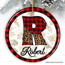 Carregar imagem no visualizador da galeria, Buffalo Plaid Alphabet Personalized Christmas Ornament, Family Members Name Collection
