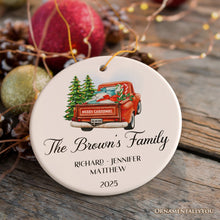 Carregar imagem no visualizador da galeria, Personalized Family Christmas Ornament With Red Truck, Custom Name For All Family Members
