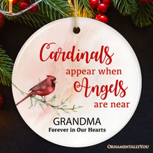 Load image into Gallery viewer, Cardinals Appear When Angels Are Near Personalized Ornament, Death of a Loved One
