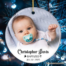 Carregar imagem no visualizador da galeria, Baby Baptism Personalized Photo Ornament, Christening Keepsake Gift
