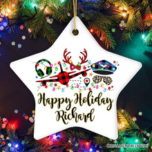 Carregar imagem no visualizador da galeria, Personalized Airplane Pilot Buffalo Plaid Christmas Ornament, Flight Aircraft Crew Gift Holiday Decoration
