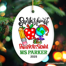 Carregar imagem no visualizador da galeria, Festive Santa’s Favorite Paraprofessional Personalized Christmas Ornament, Custom Educational Assistant Gift
