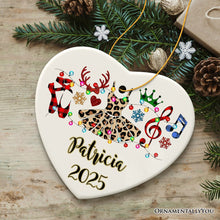 Carregar imagem no visualizador da galeria, Personalized Ballet Buffalo Plaid Leopard Merry Christmas Ornament, Dance Teacher Gift

