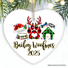 Carregar imagem no visualizador da galeria, Personalized Dog Buffalo Plaid Leopard Merry Christmas Ornament, Dog Mom Gift

