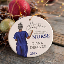 Carregar imagem no visualizador da galeria, Nurse Appreciation Gift Personalized Ornament, Custom Retirement, Student or Nursing Practitioner Small Christmas Present
