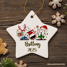 Carregar imagem no visualizador da galeria, Personalized Waitress Buffalo Plaid Leopard Merry Christmas Ornament Gift
