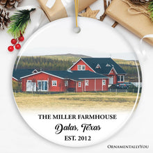 Carregar imagem no visualizador da galeria, Farm Family Memories for the Fall and Autumn Personalized Photo Ornament, Customized Farmhouse Keepsake Gift
