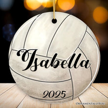 Carregar imagem no visualizador da galeria, Personalized Volleyball Christmas Ornament, Festive Holiday Theme with Name and Date
