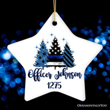 Carregar imagem no visualizador da galeria, Personalized Police Officer Back The Blue Merry Christmas Trees Ornament, Retirement Gift

