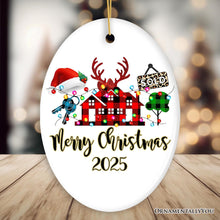 Carregar imagem no visualizador da galeria, Personalized Realtor Buffalo Plaid Leopard Merry Christmas Ornament, Gift From Customers
