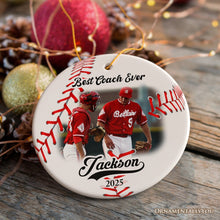 Load image into Gallery viewer, Baseball Personalized Picture Ornament Gift, Photo Upload Team, Player and Coaches Gift
