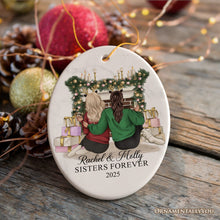 Load image into Gallery viewer, Besties Forever Personalized Christmas Ornament, Sisters or Bestfriends Womens Gifts
