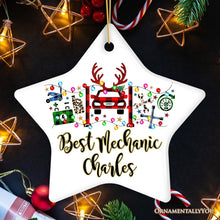Carregar imagem no visualizador da galeria, Personalized Automotive Technician Plaid Christmas Ornament, Mechanic Repair and Parts Gift for Shop
