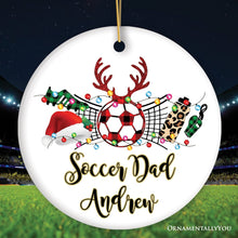 Carregar imagem no visualizador da galeria, Personalized Soccer Buffalo Plaid Leopard Merry Christmas Ornament, Team and Coaches Gift
