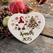 Carregar imagem no visualizador da galeria, Personalized Gnome Plaid Leopard Merry Christmas Ornament Gift
