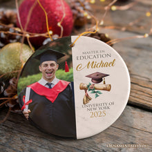 Carregar imagem no visualizador da galeria, Personalized School Graduate Christmas Ornament, Picture Upload and Custom Name and Degree Keepsake
