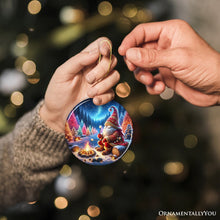 Carregar imagem no visualizador da galeria, Majestic Winter World Gnome Camper Ceramic Christmas Ornament, Luminescent Forest and Starry Night
