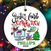 Carregar imagem no visualizador da galeria, Joyful Santa's Favorite Computer Tech Personalized Ornament, Custom Technology Worker Holiday Gift
