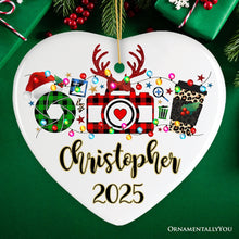 Carregar imagem no visualizador da galeria, Personalized Photographer Buffalo Plaid Christmas Ornament, Photography Accessories like Camera, Holiday Gift
