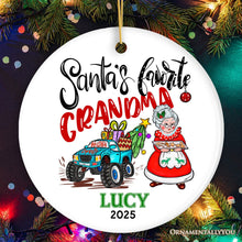 Cargar imagen en el visor de la galería, Fun &amp; Whimsical Santa’s Favorite Grandma Personalized Christmas Keepsake Ornament, Grandmother Appreciation Gift
